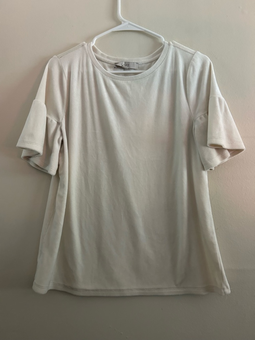 LOFT Cream Velvet Short Sleeve Top